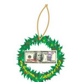 Vegas Slot Machine $100 Bill Wreath Ornament w/ Mirrored Back (10 Sq. Inch)